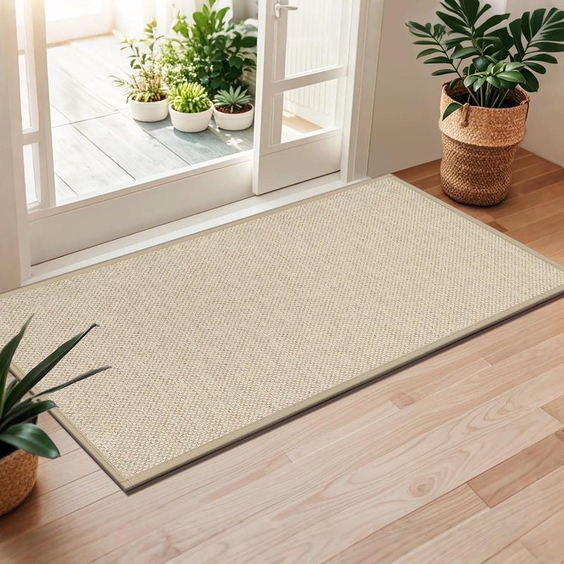 LEKEEPGO Door Mat 24"x47", Non Slip Door Mat Indoor Entrance, Rubber Backing Front Indoor Door mat Washable Absorbent Low-Profile Entryway Entry Resist Dirt Inside Door Mats, Khaki - Image 1